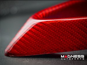 Alfa Romeo Stelvio Front V Shield Grill Frame + Emblem Frame Kit - Carbon Fiber - Red Candy